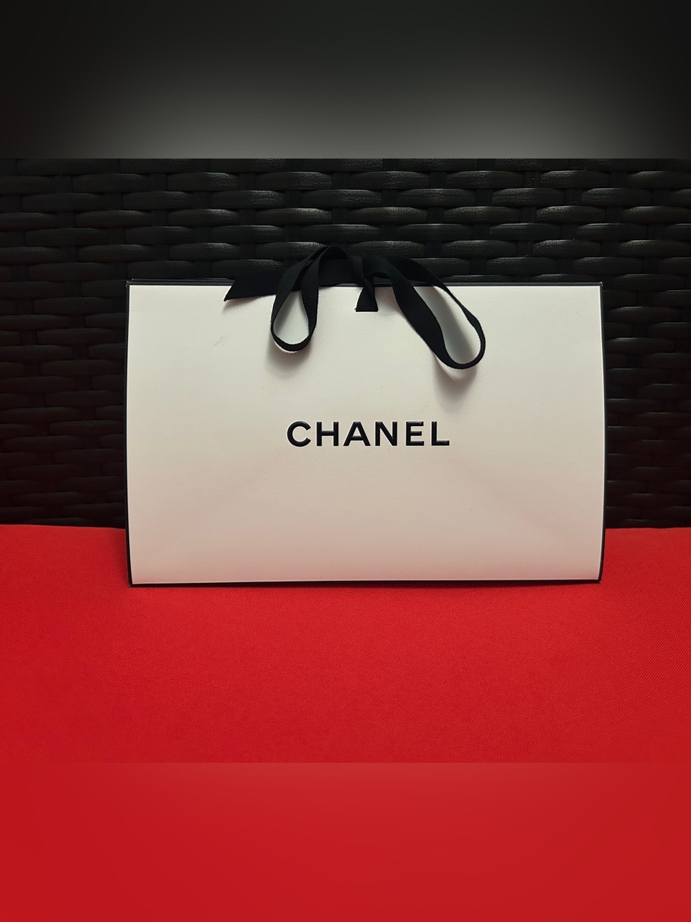 CHANEL Gift Bag with a Black Ribbon Closure